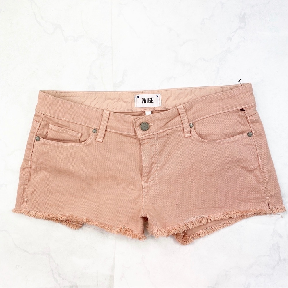 [Paige] Mauve Raw Cutoff Denim Shorts